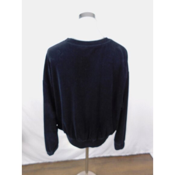 H&M Divided Sweatshirt XL Black Velour Ribbed Crewneck Pullover Casual - Picture 6 of 12